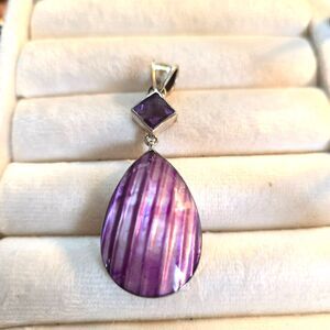 Purple Shell and Amethyst  Pendant